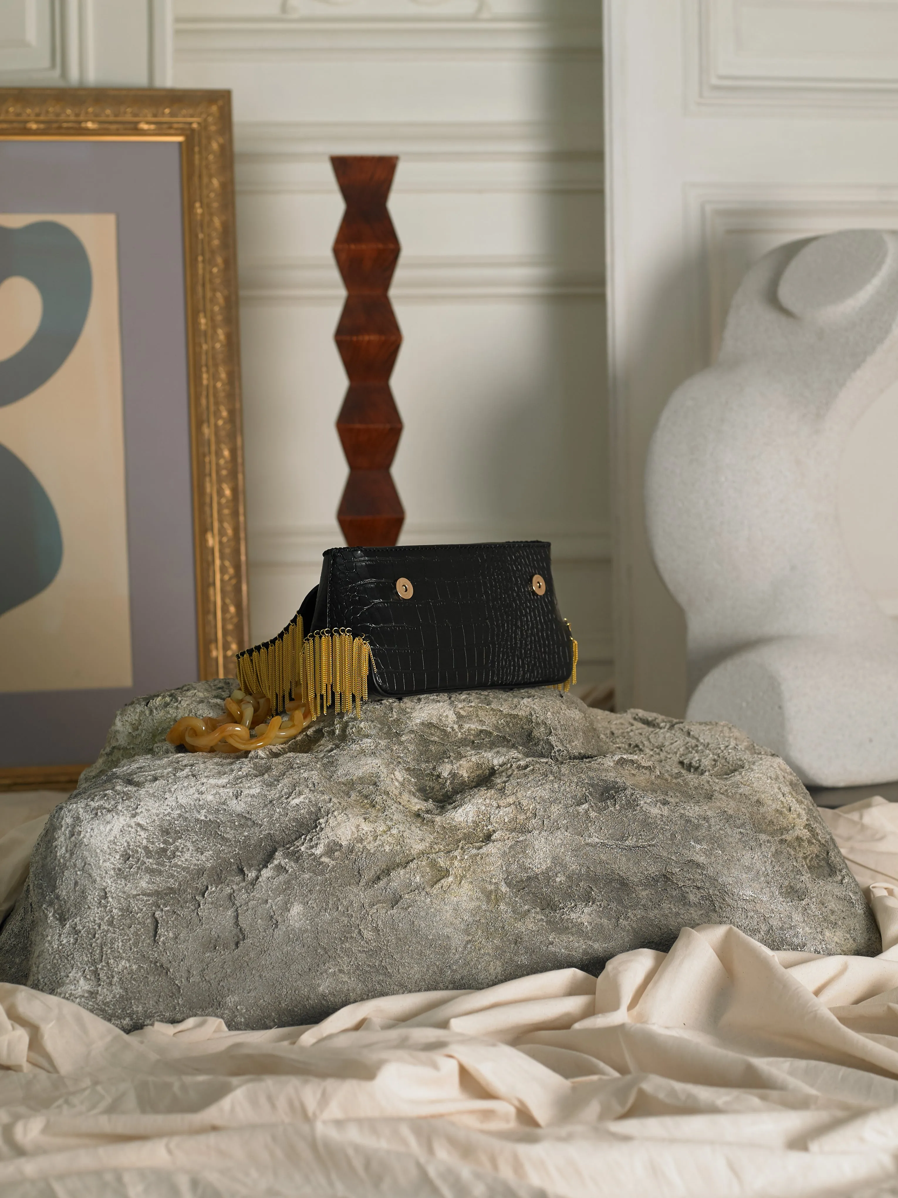 Dyome Chaine Clutch - Black/Gold