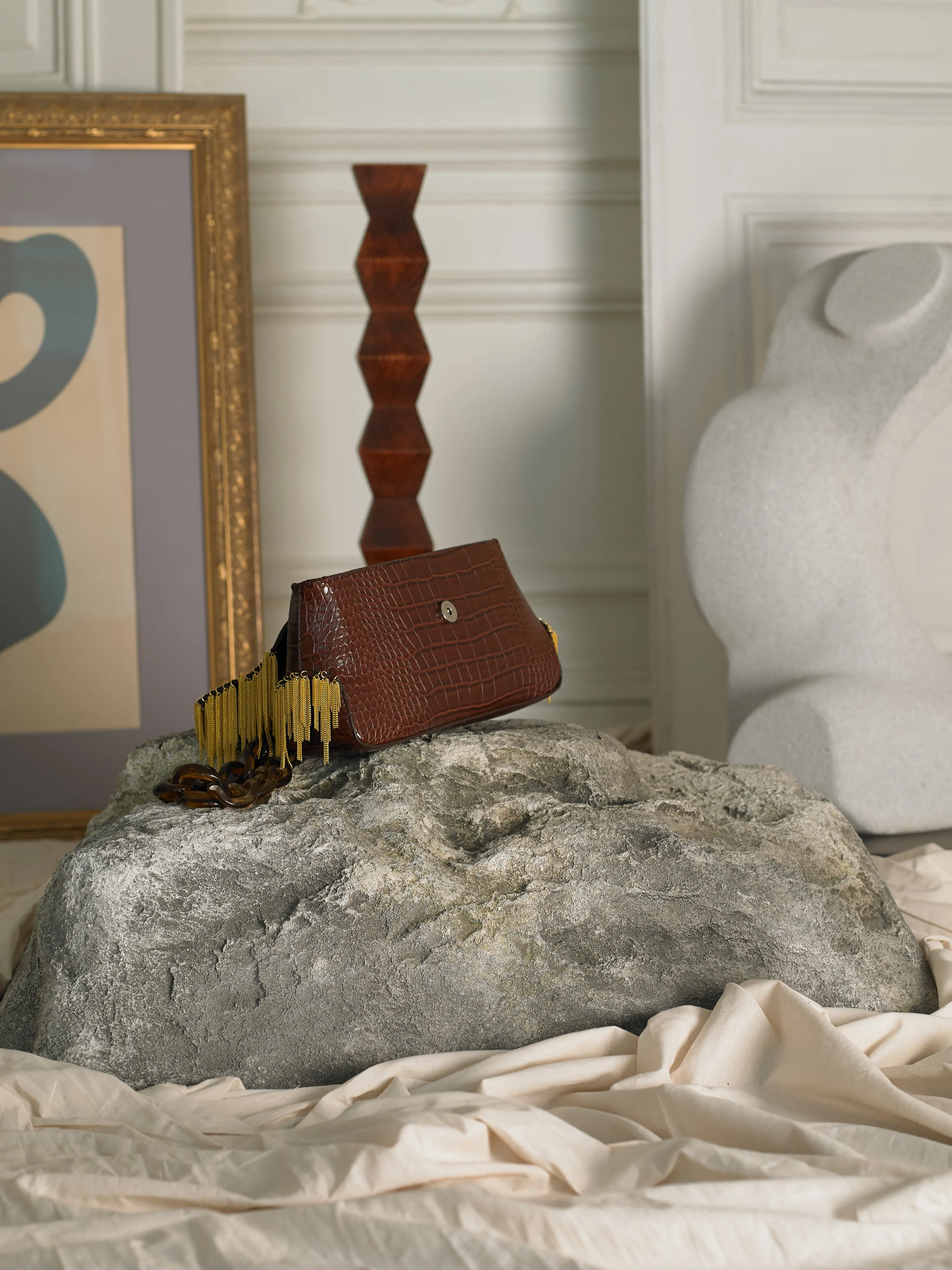 Dyome Chaine Clutch - Brown/Gold