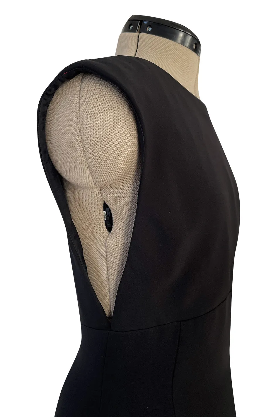 Early 2000s John Anthony Couture Completely Open Back Black Dress w High Side Slit
