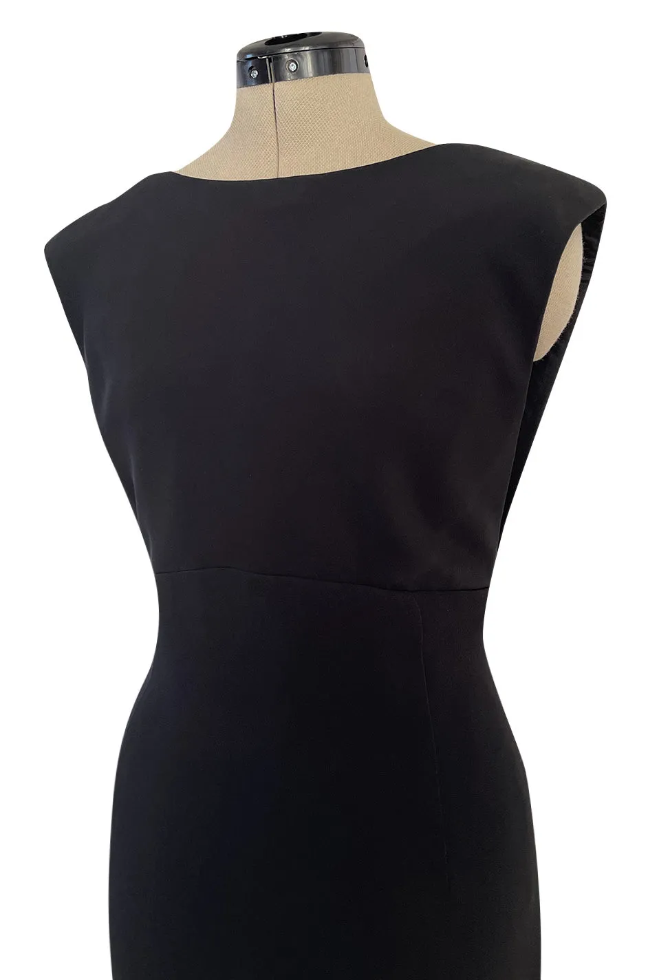 Early 2000s John Anthony Couture Completely Open Back Black Dress w High Side Slit