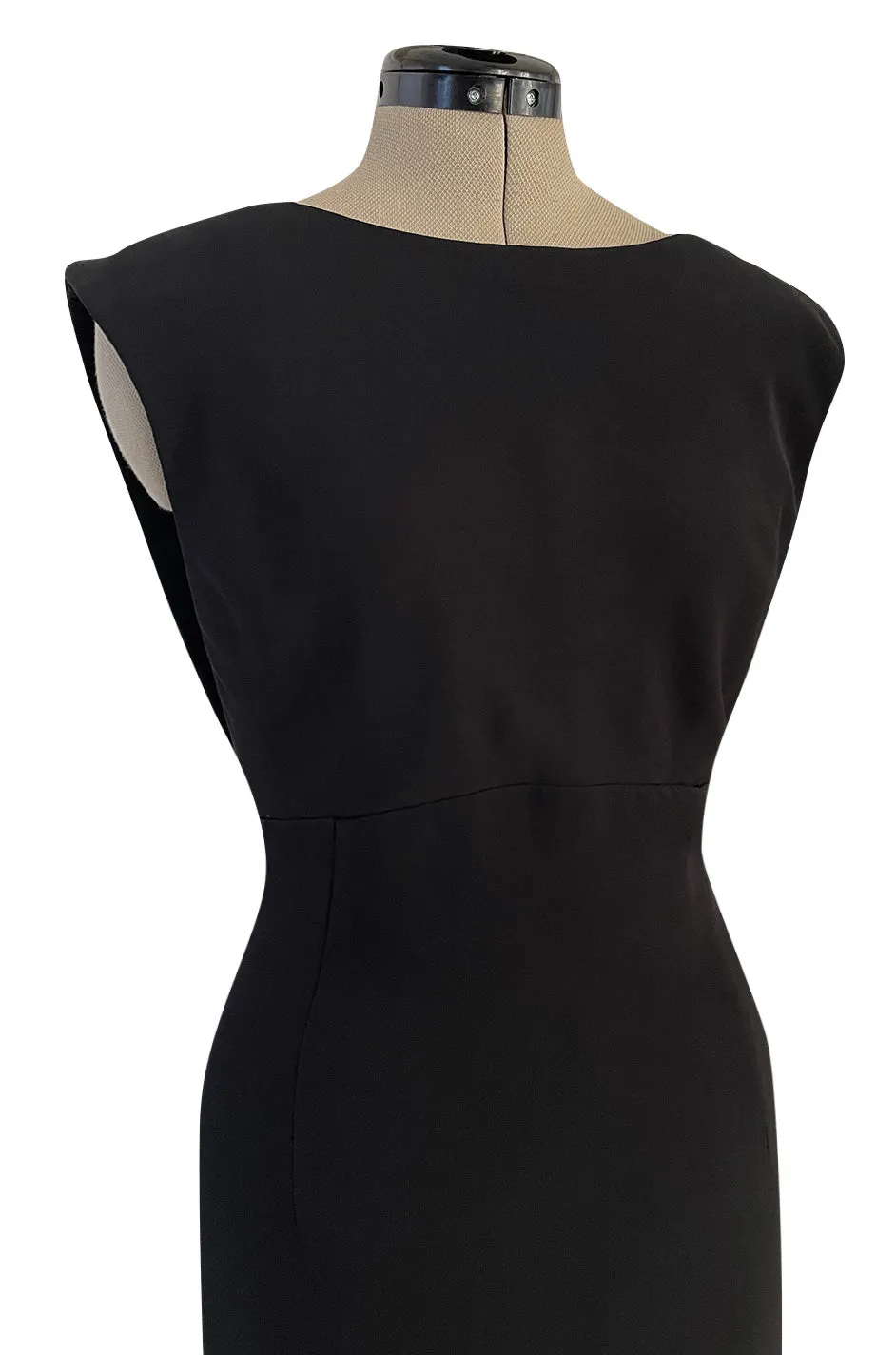 Early 2000s John Anthony Couture Completely Open Back Black Dress w High Side Slit