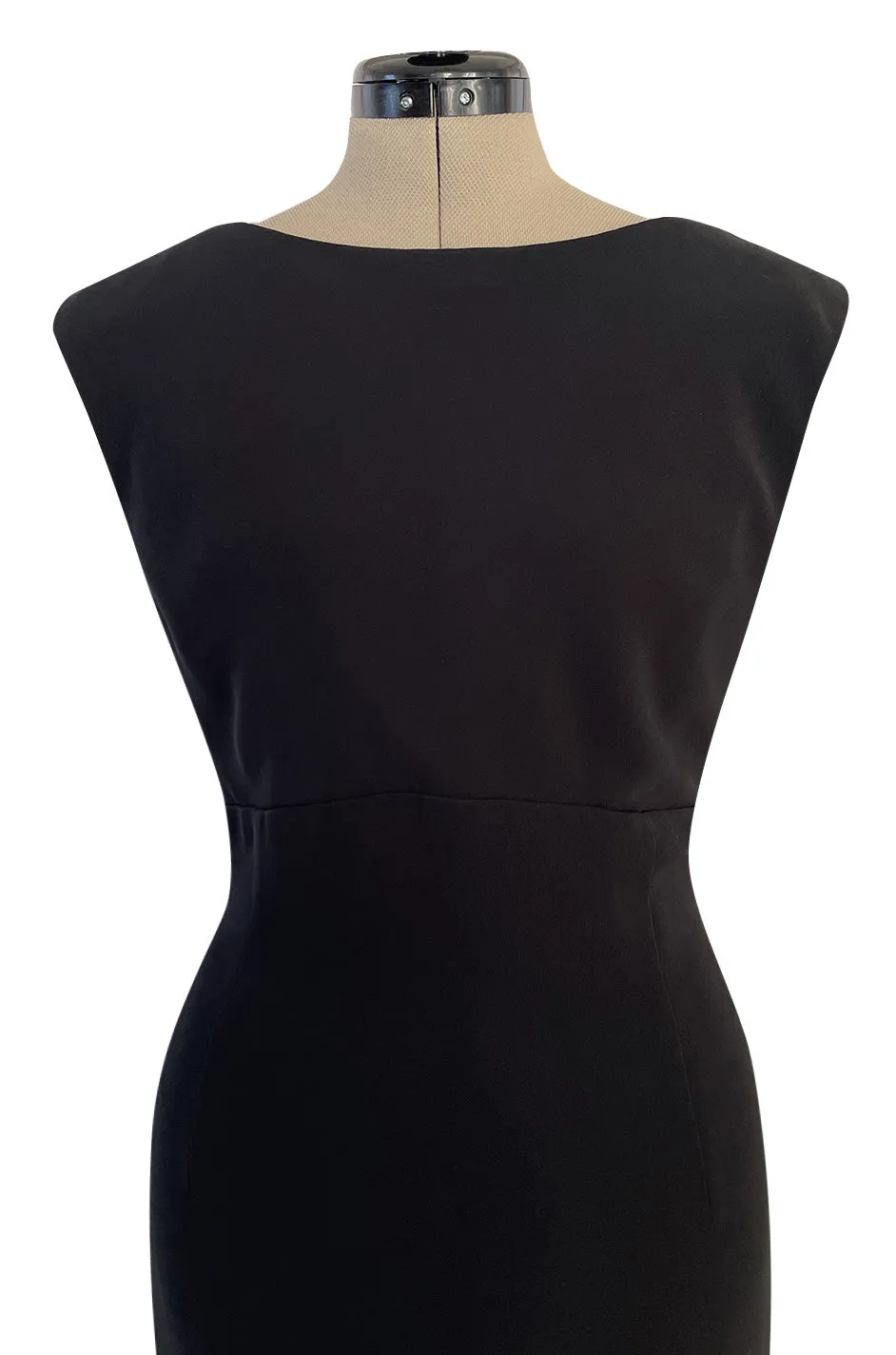 Early 2000s John Anthony Couture Completely Open Back Black Dress w High Side Slit