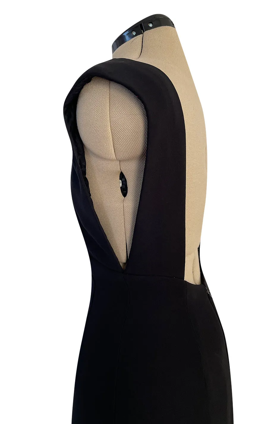 Early 2000s John Anthony Couture Completely Open Back Black Dress w High Side Slit