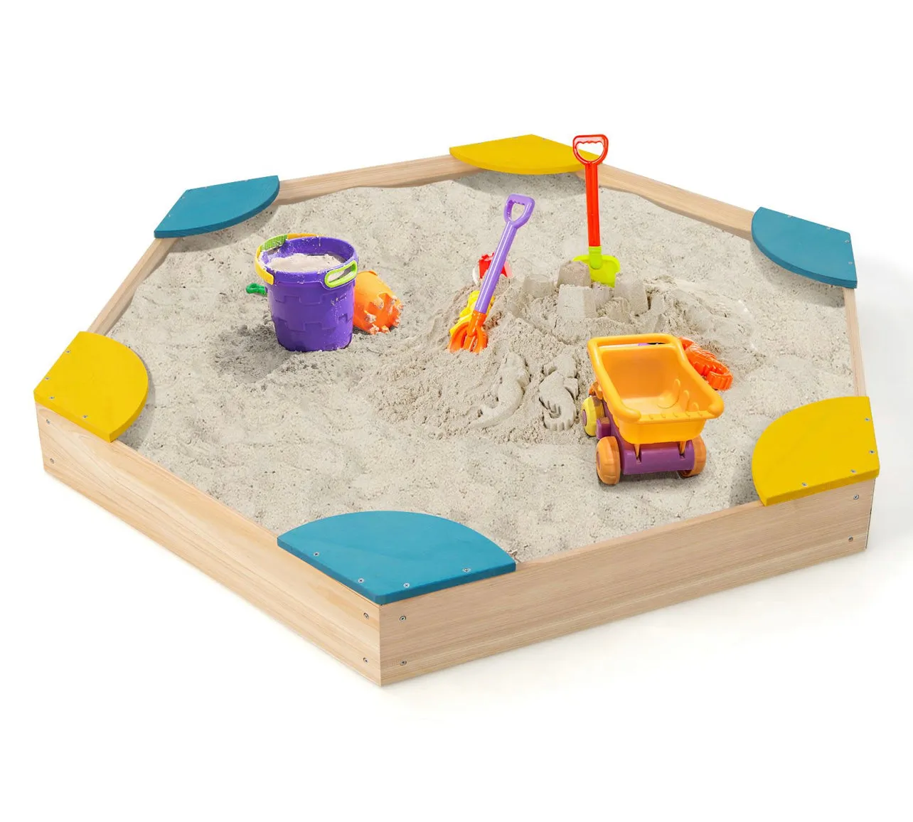 Eco FSC Montessori Cedar Wood  Sandpit | 6 Corner Seats | 140 x 122 cm