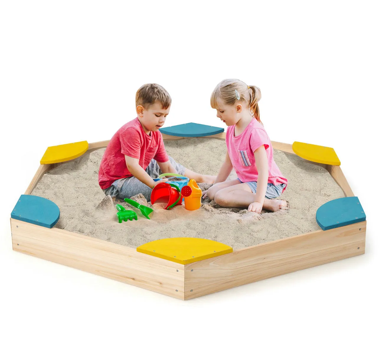 Eco FSC Montessori Cedar Wood  Sandpit | 6 Corner Seats | 140 x 122 cm
