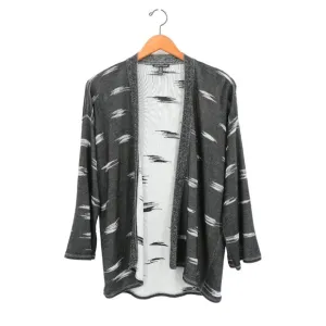 Eileen Fisher Black Sleek Tencel Kimono Sleeve Open Front Cardigan Sweater XS