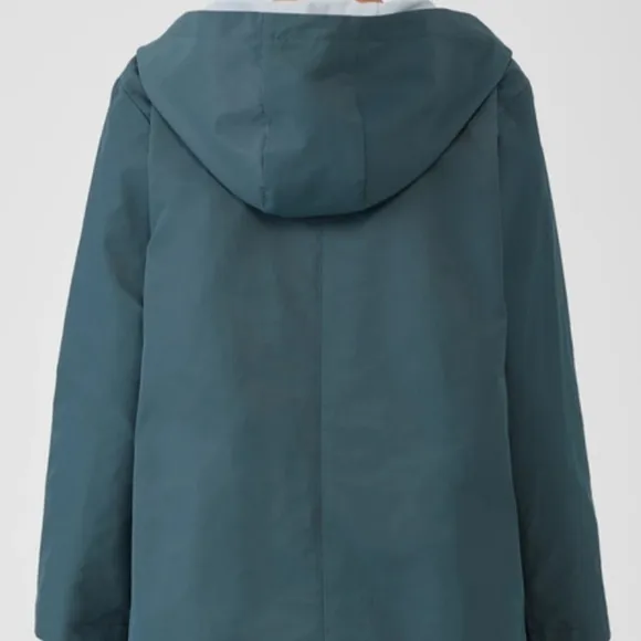 Eileen Fisher Organic Cotton Nylon Reversible Hooded Jacket, Size Large
