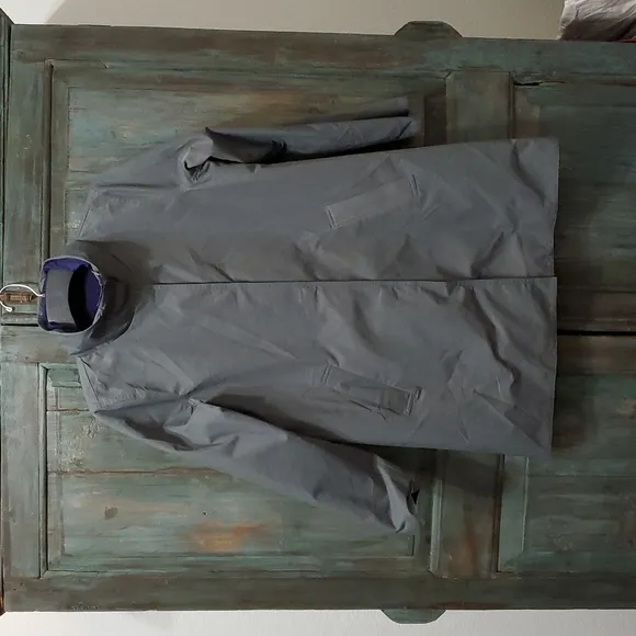 Eileen Fisher Organic Cotton Nylon Reversible Hooded Jacket, Size Large