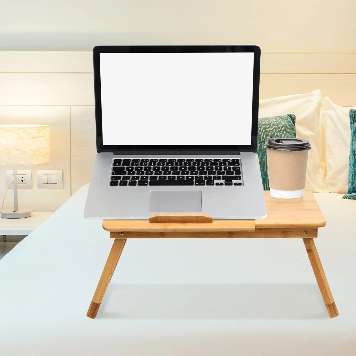 EKKIO Foldable Bamboo Laptop Bed Desk with Handles and Folding Legs EK-LD-100-BB
