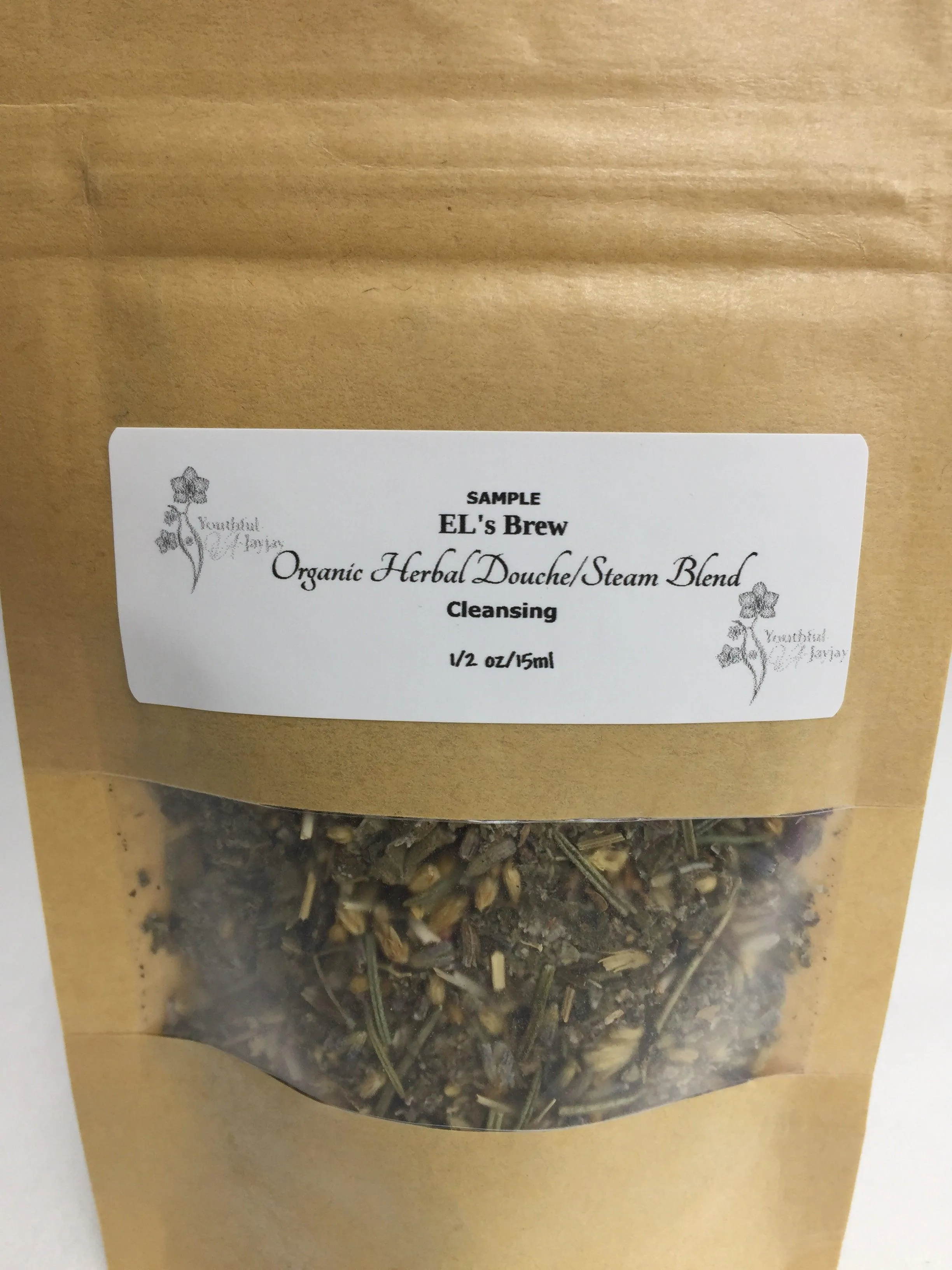 EL's Brew: Organic Herbal Steam/Douche Blend, CLEANSING SAMPLE Size 1/2oz.