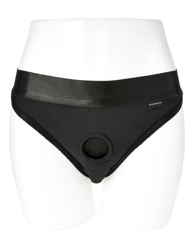 Em. Ex. Active Harness Wear Crotchless Silhouette - Black - Small