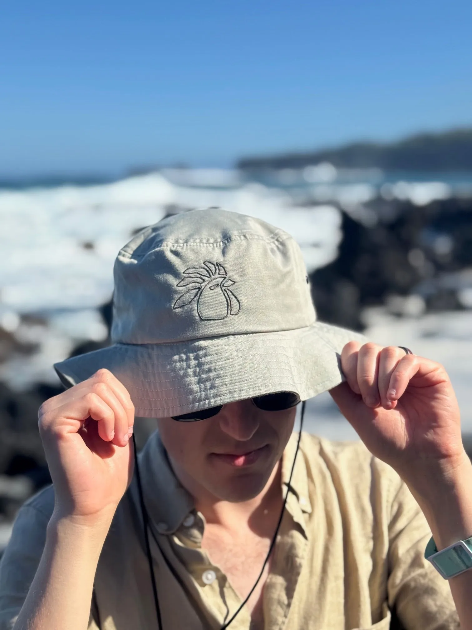 embroidered beach bucket hat