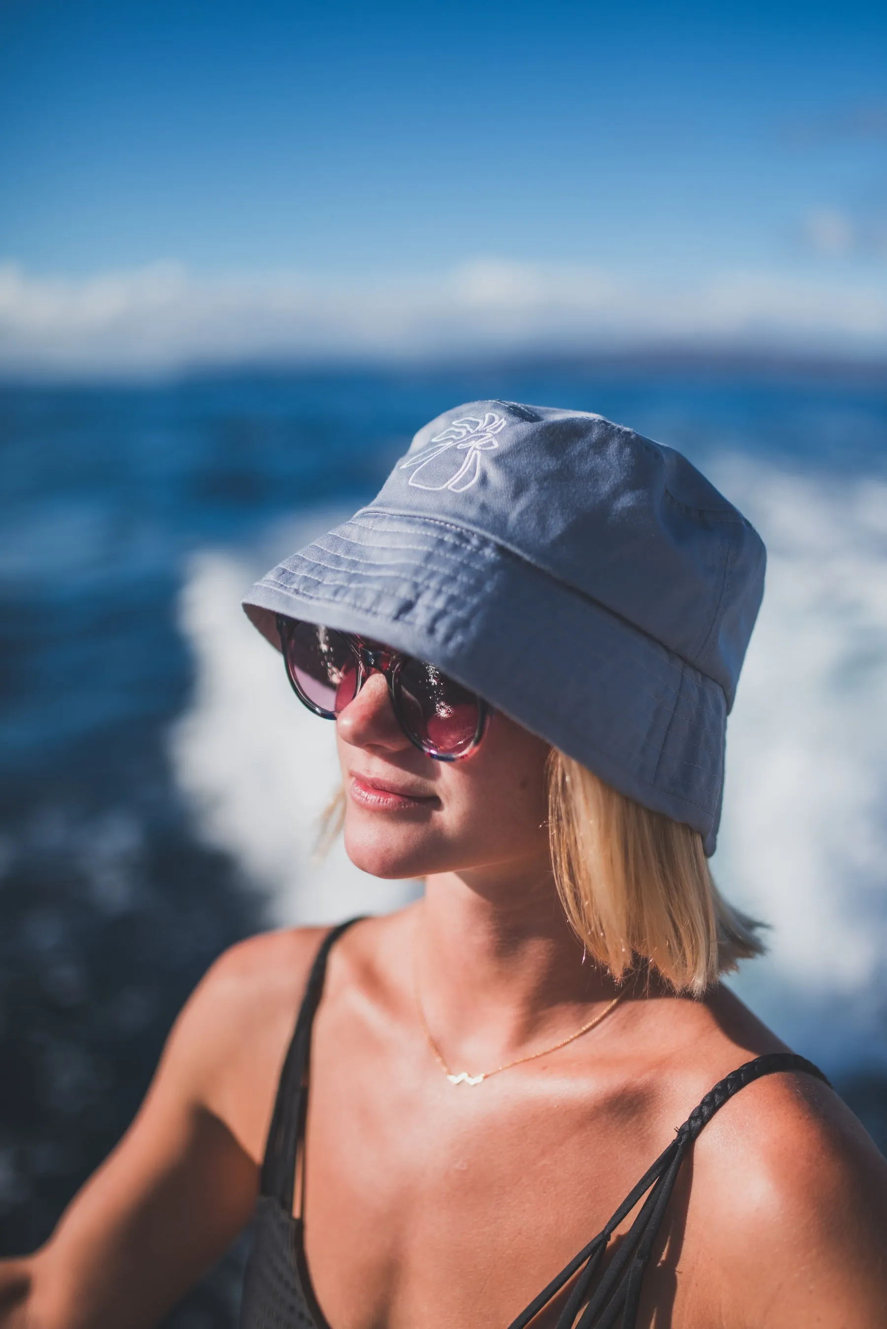 embroidered beach bucket hat
