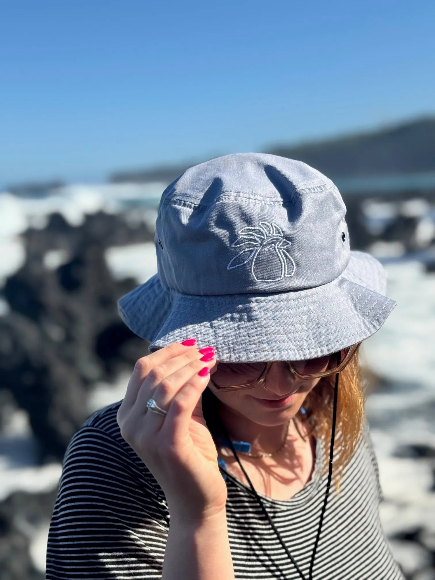 embroidered beach bucket hat
