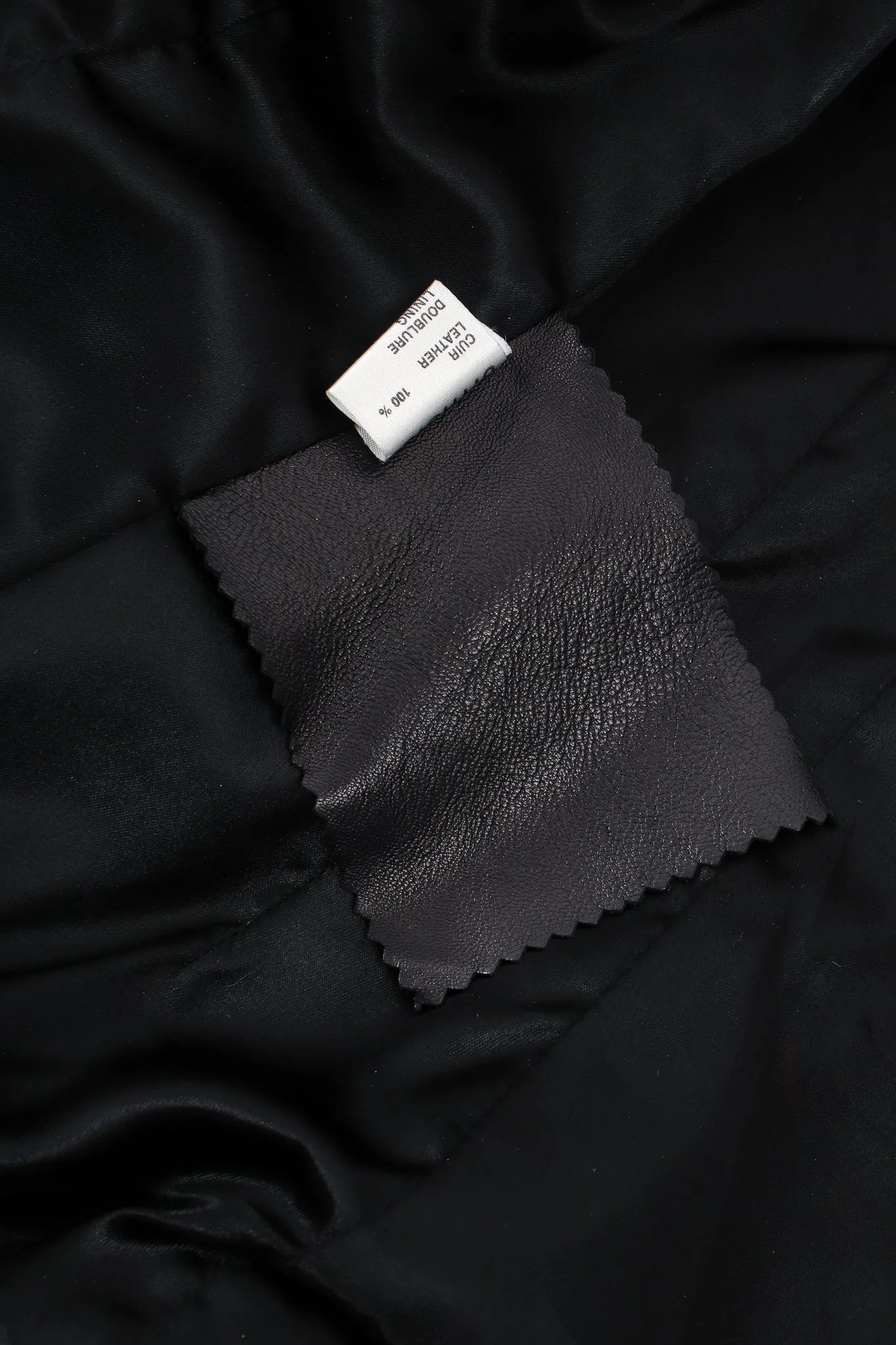 Embroidered Collarless Leather Jacket