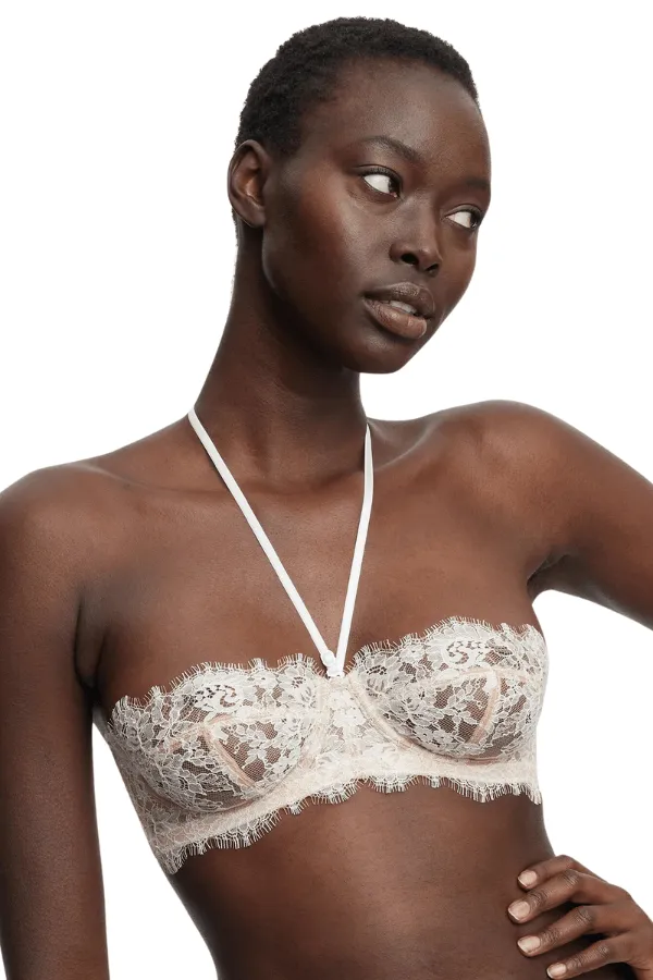 Entice Lace Strapless Bra - White