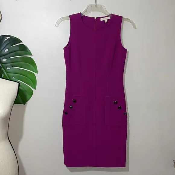 Etcetera Magenta Sleeveless Fitted Sheath Party Dress