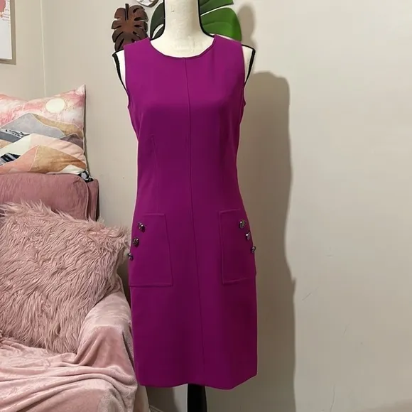 Etcetera Magenta Sleeveless Fitted Sheath Party Dress