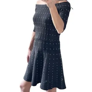 EUC Nordstrom Chelsea28 2-Pc Off Shoulder Black White Dot Top and Skirt Set - XS