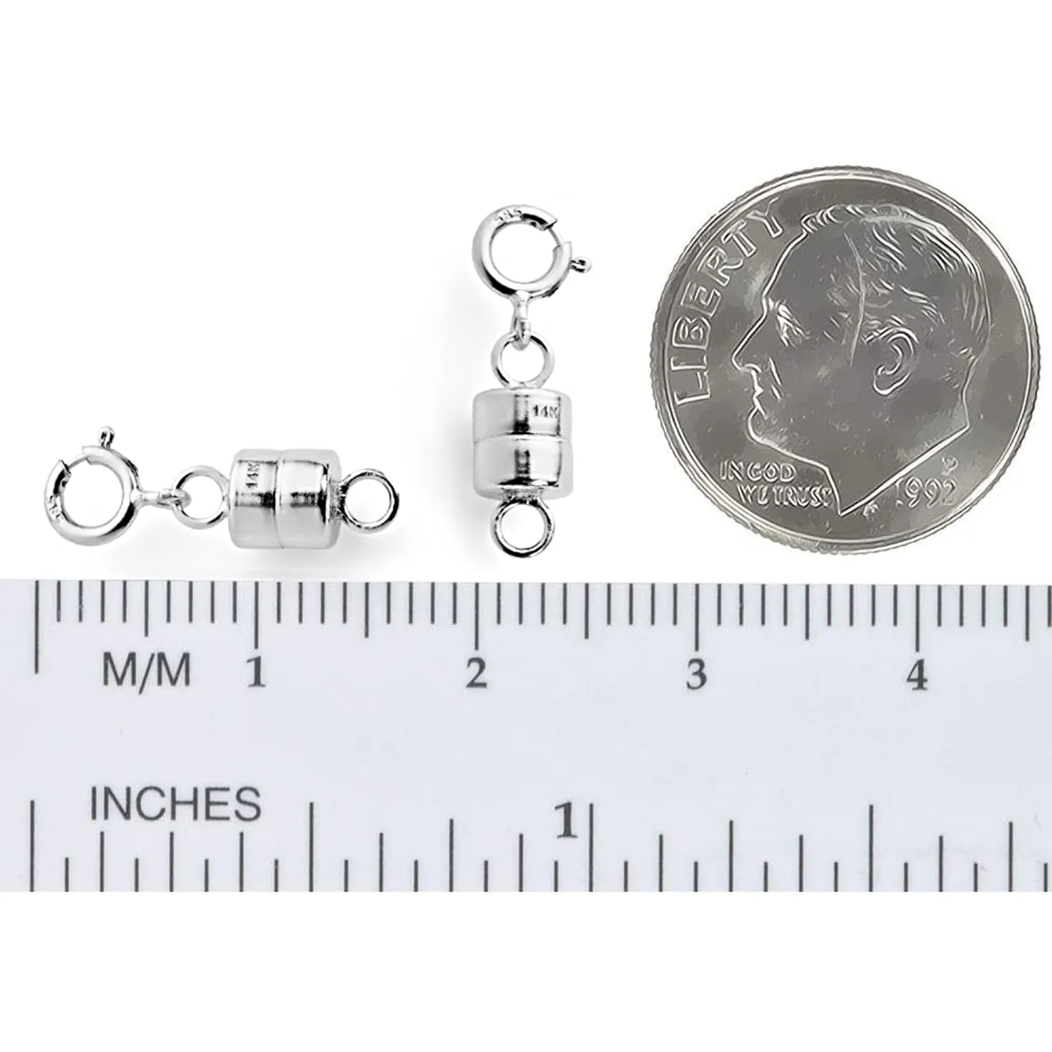 Everyday Elegance Solid 14K White Gold Magnetic Clasps and Closures for Necklaces Bracelets Anklets| Clasp Converter | with Spring Ring Clasp | 1 Clasp | 5.5mm Thickness