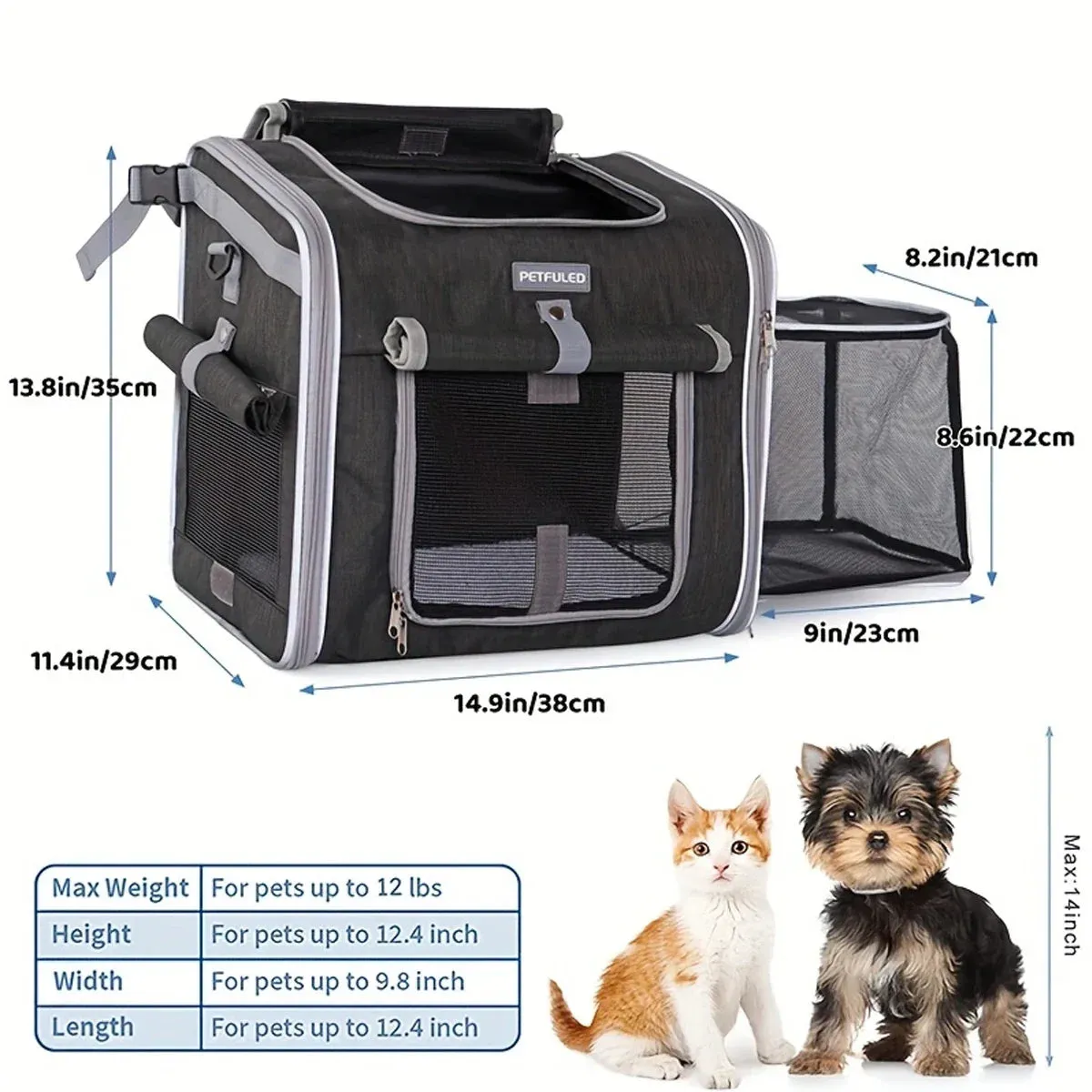 Expandable Pet Bike Basket Carrier
