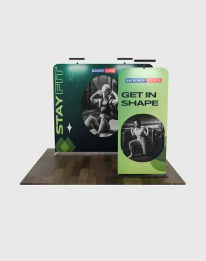 EZ Exhibit Essentials: 3mx3m Booth Kit with Backwall and Banner Stand