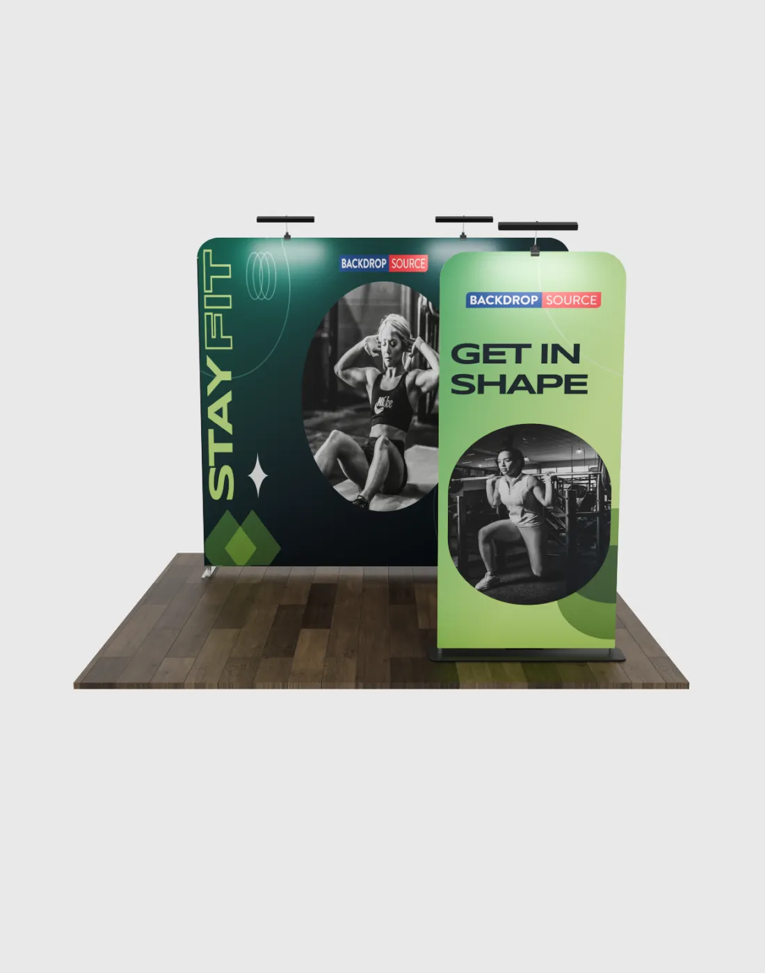 EZ Exhibit Essentials: 3mx3m Booth Kit with Backwall and Banner Stand