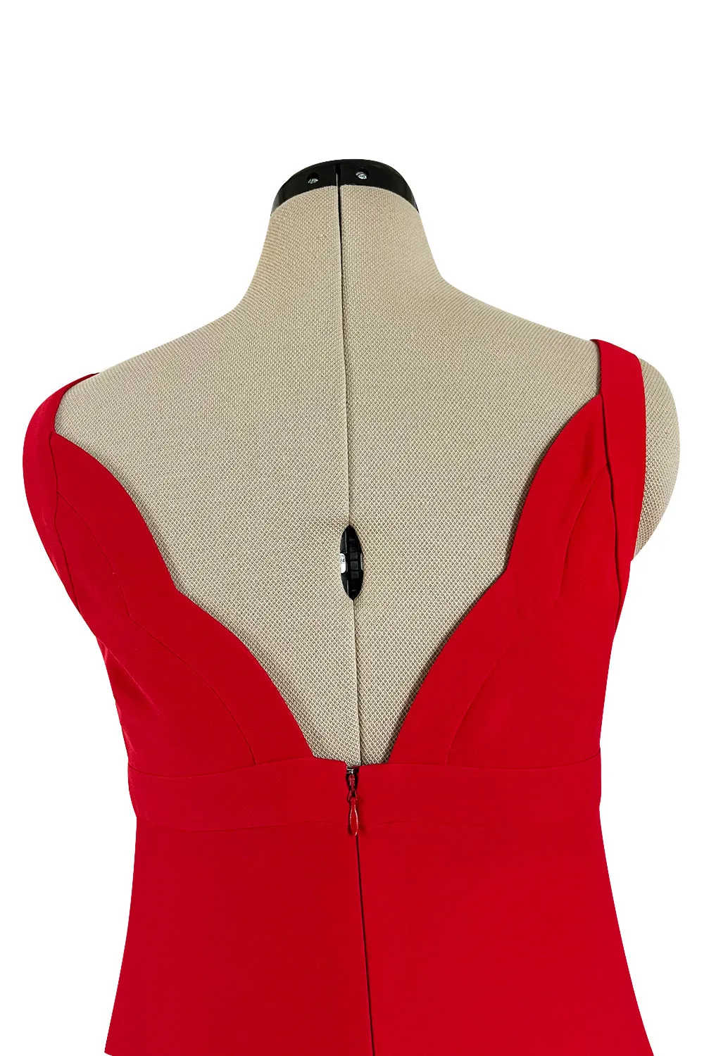 Fabulous Fall 2012 Valentino Red Silk Crepe Jersey Dress w Deep Scalloped Front Plunge