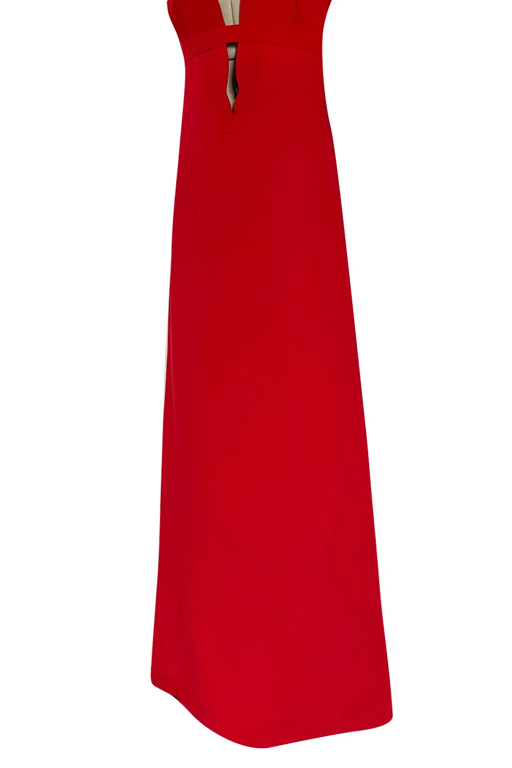 Fabulous Fall 2012 Valentino Red Silk Crepe Jersey Dress w Deep Scalloped Front Plunge
