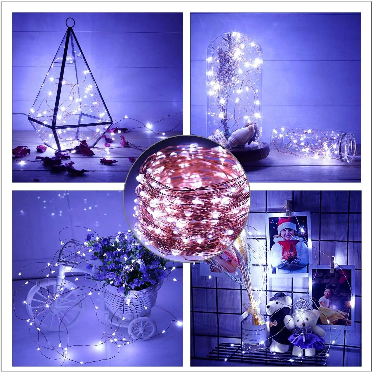 Fairy Lights 2 Pack 33FT 100 LED Lights with Remote Control Timer Waterproof 8 Mode Copper Wire Indoor Outdoor Decoration, Cool White