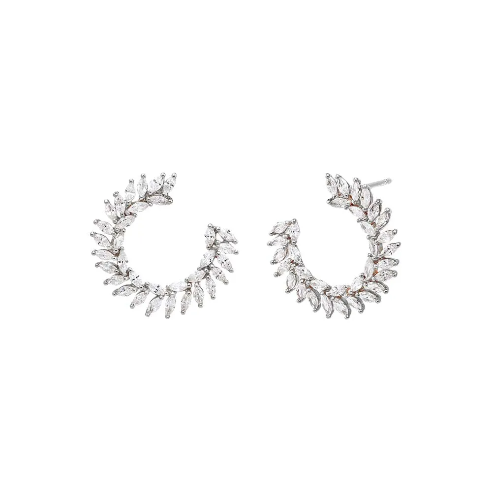 Fancy Scattered Marquise Loop On The Ear Stud Earring