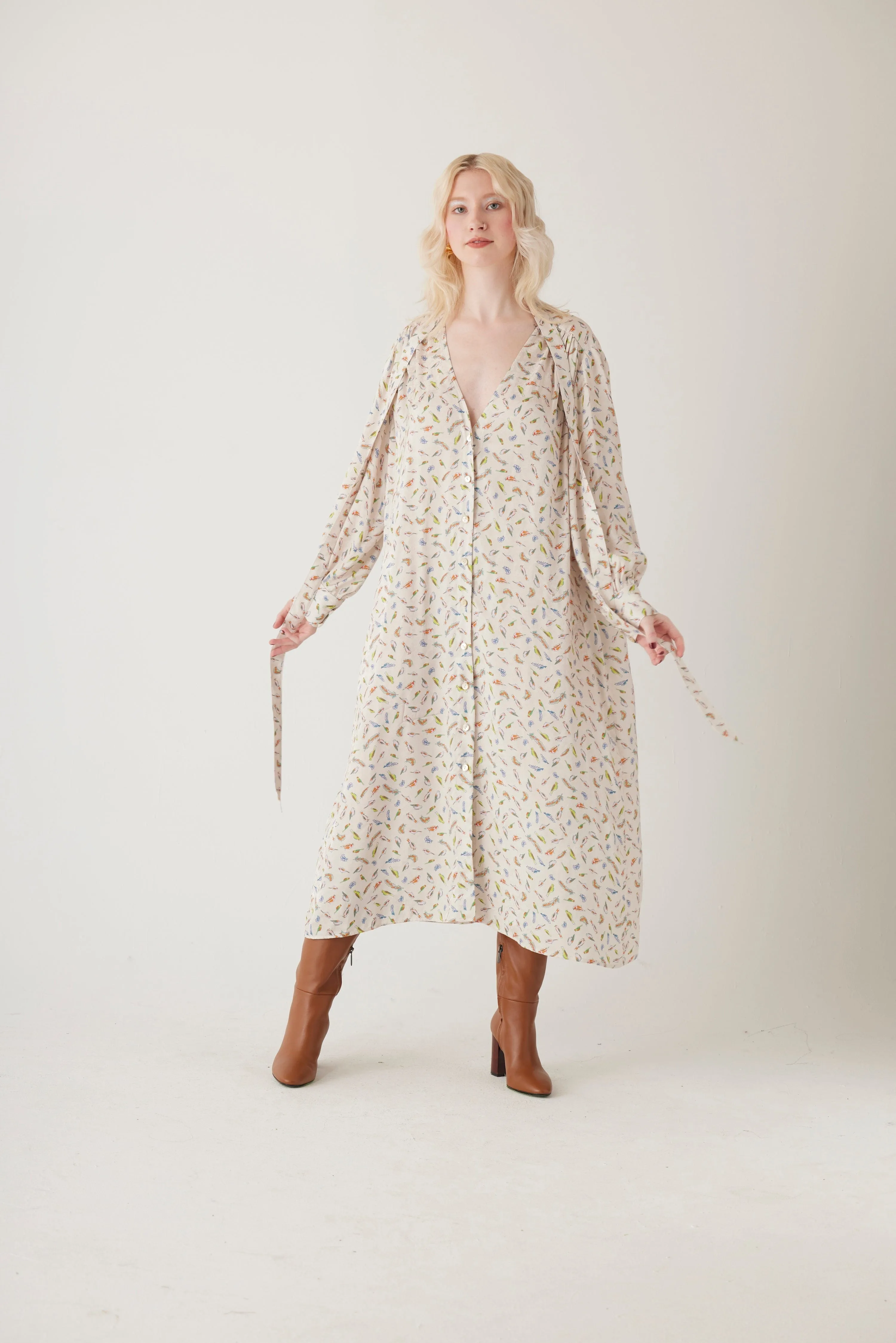 Farrah Dress in Birds Print