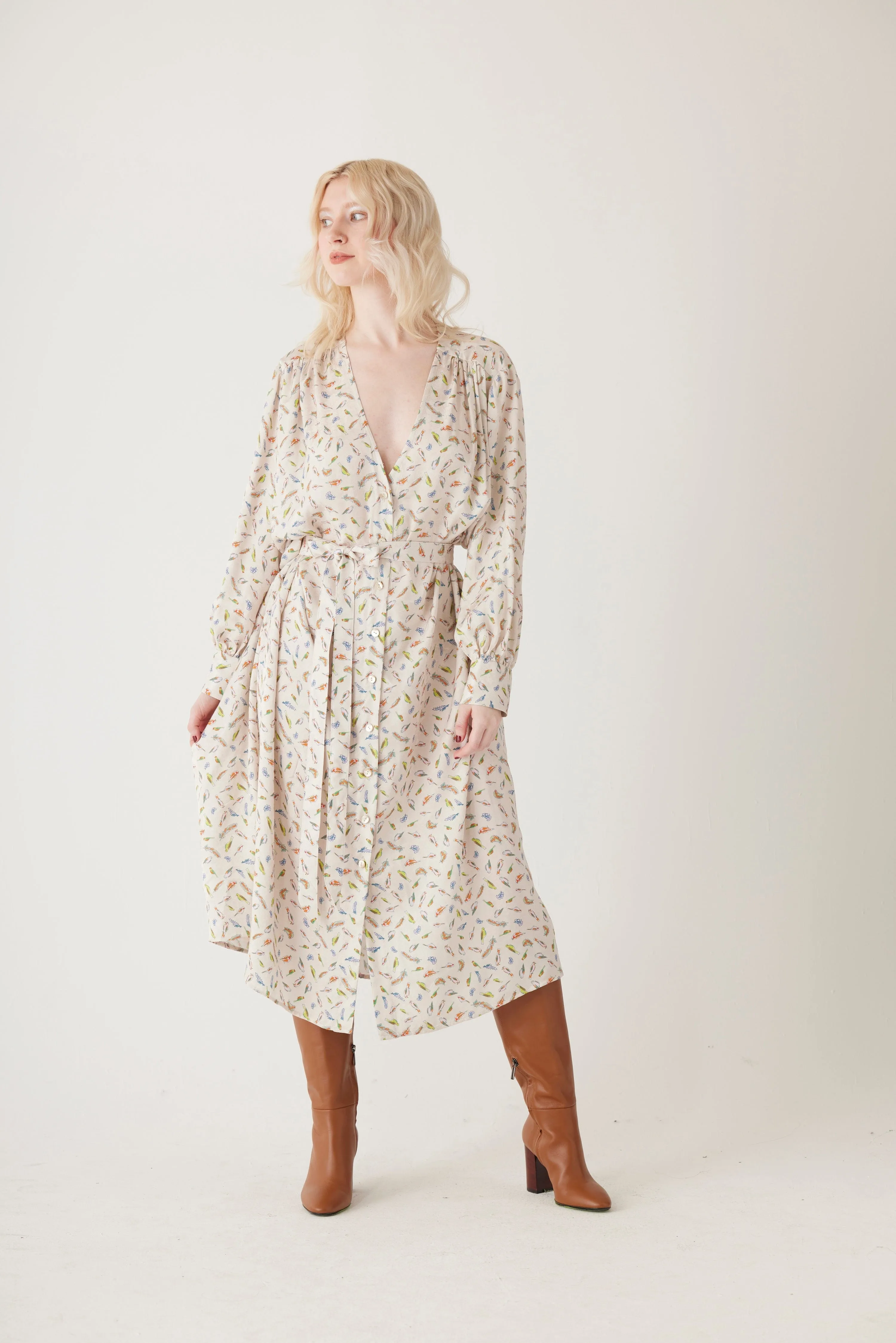 Farrah Dress in Birds Print