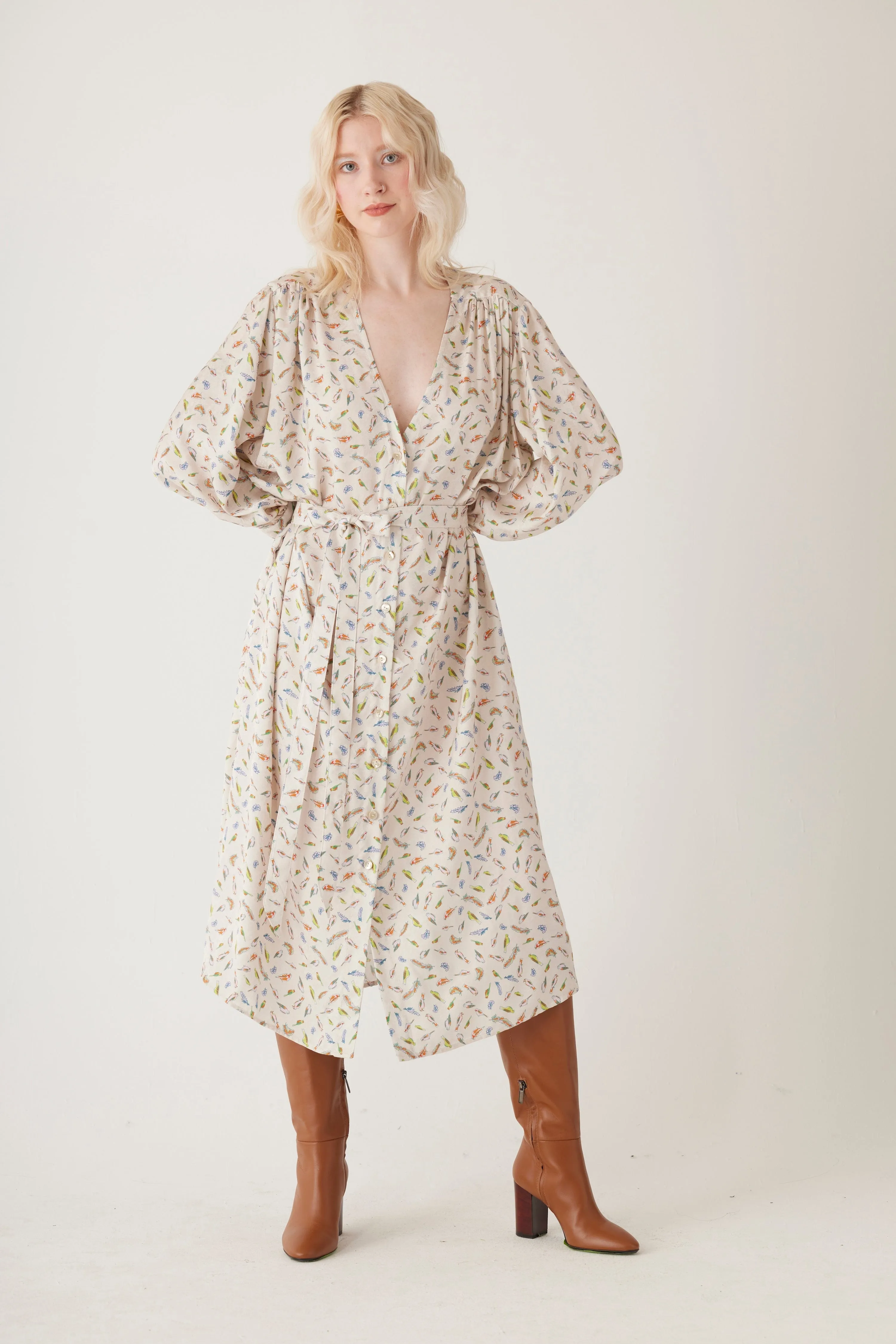 Farrah Dress in Birds Print