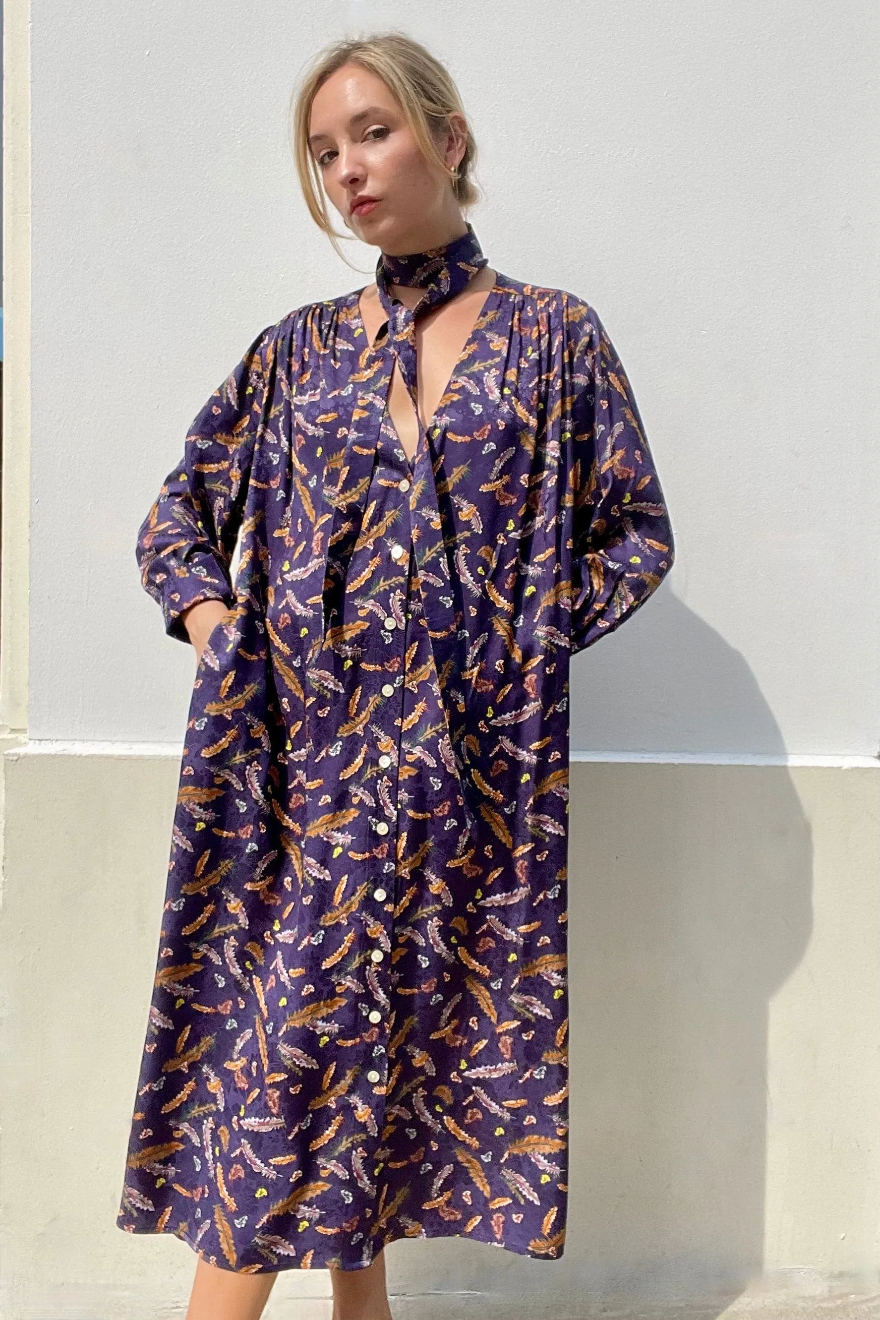 Farrah Dress in Feather Print