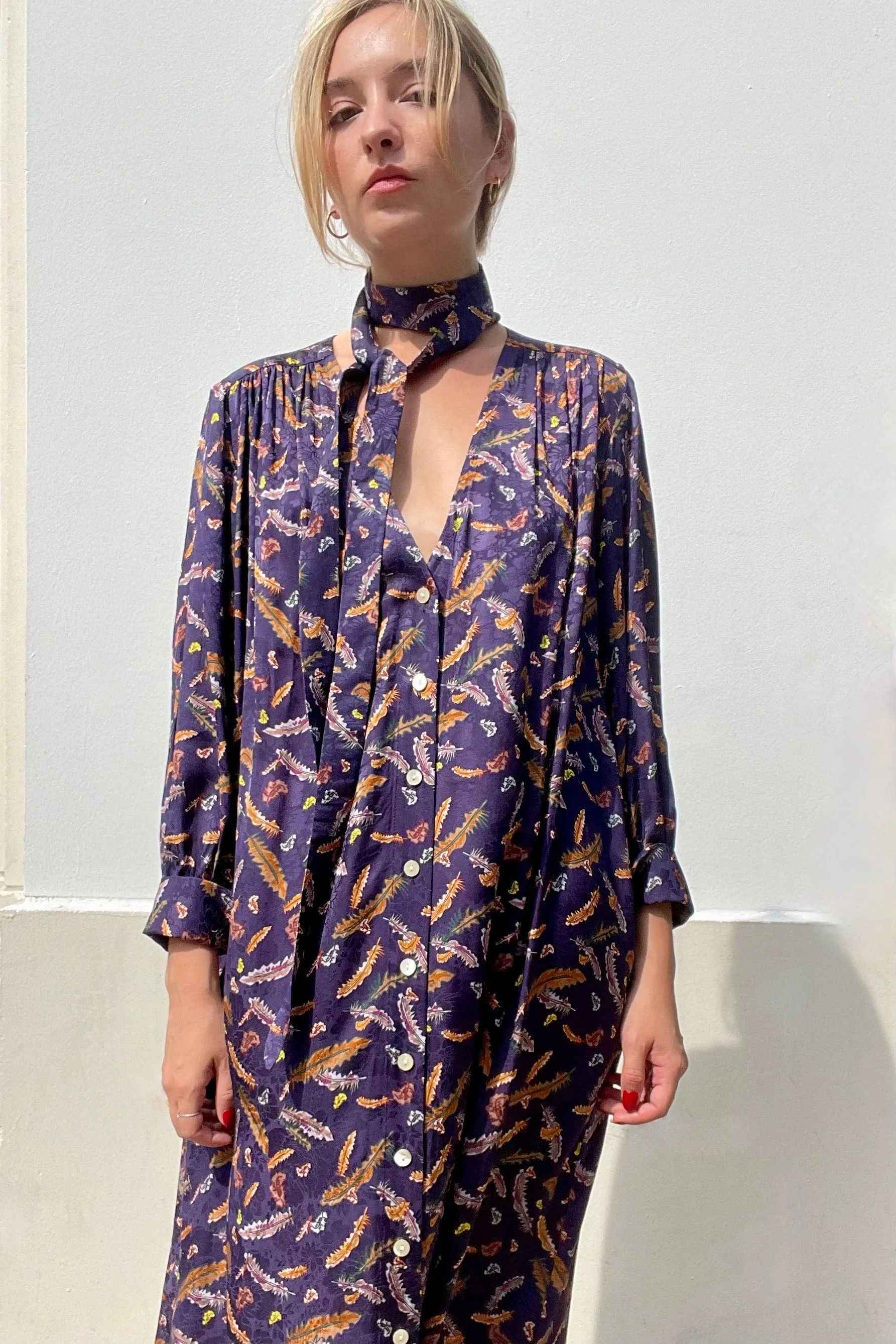 Farrah Dress in Feather Print