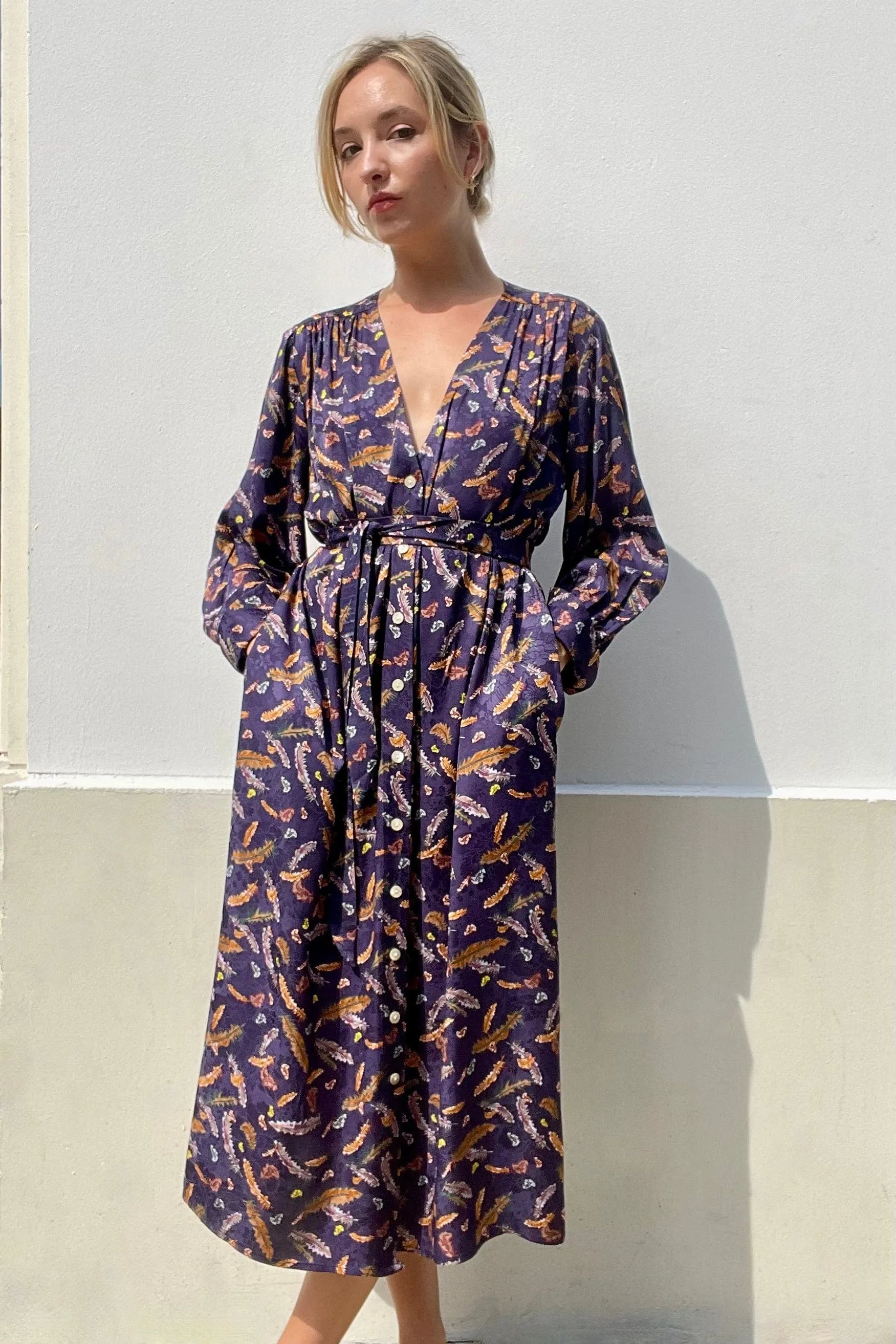 Farrah Dress in Feather Print