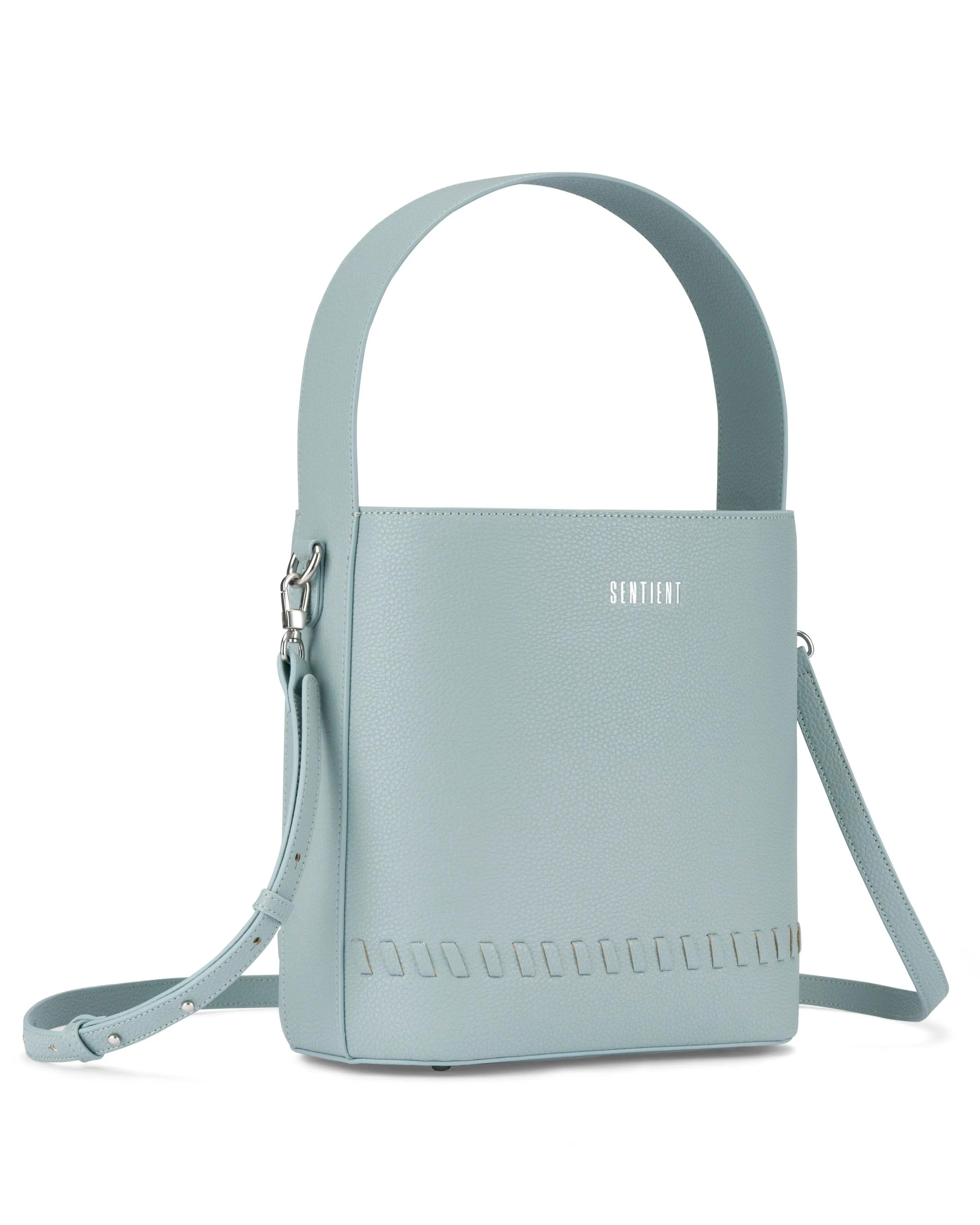 Fauna Medium Bamboo Leather Vegan Bag | Steel Blue