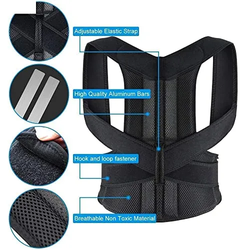 FEGSY Premium Posture Corrector for Men Back Support Belt for Pain Relief for Women Adjustable Upper Back Straightener Shoulder and Chest Brace