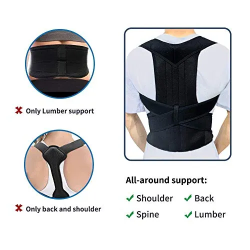 FEGSY Premium Posture Corrector for Men Back Support Belt for Pain Relief for Women Adjustable Upper Back Straightener Shoulder and Chest Brace