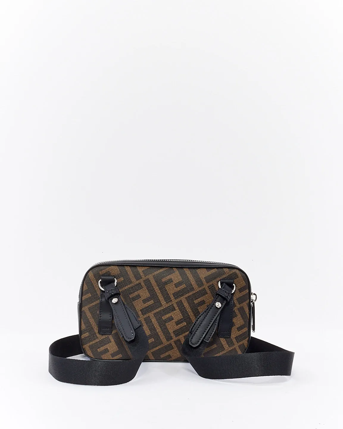 Fendi Black & Brown Zucca Coated Canvas & Leather Convertible Camera Bag