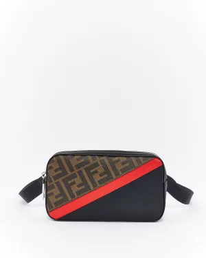 Fendi Black & Brown Zucca Coated Canvas & Leather Convertible Camera Bag