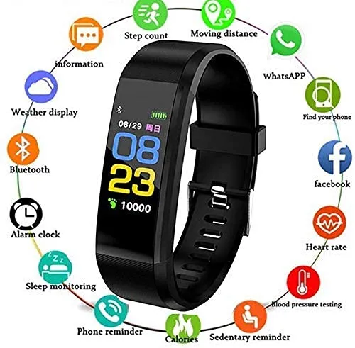 Fitness Band ID115 Bluetooth Smart Band Watch with Waterproof Body Functions Like Steps & Calorie Counter, Call Reminder Activity Tracker