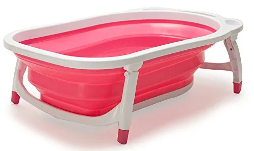 Flat Foldable Baby Bath Tub (Pink)