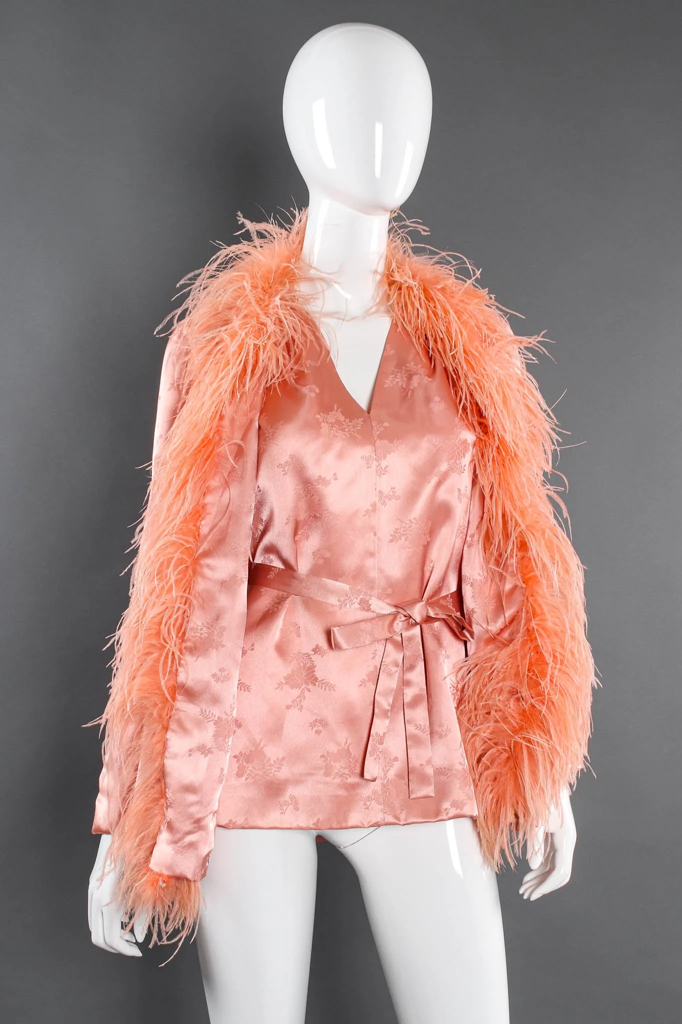 Floral Feather Jacket & Top Set