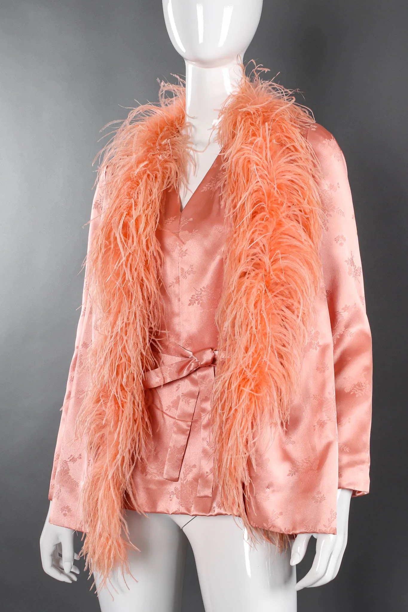 Floral Feather Jacket & Top Set