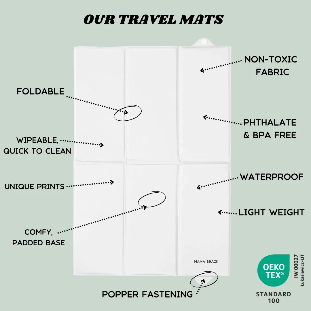 Foldable Travel Changing Mat - Linear Leaf Sage