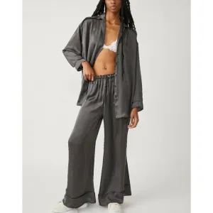 FREE PEOPLE Dreamy Days Solid PJ Set / Washed Black
