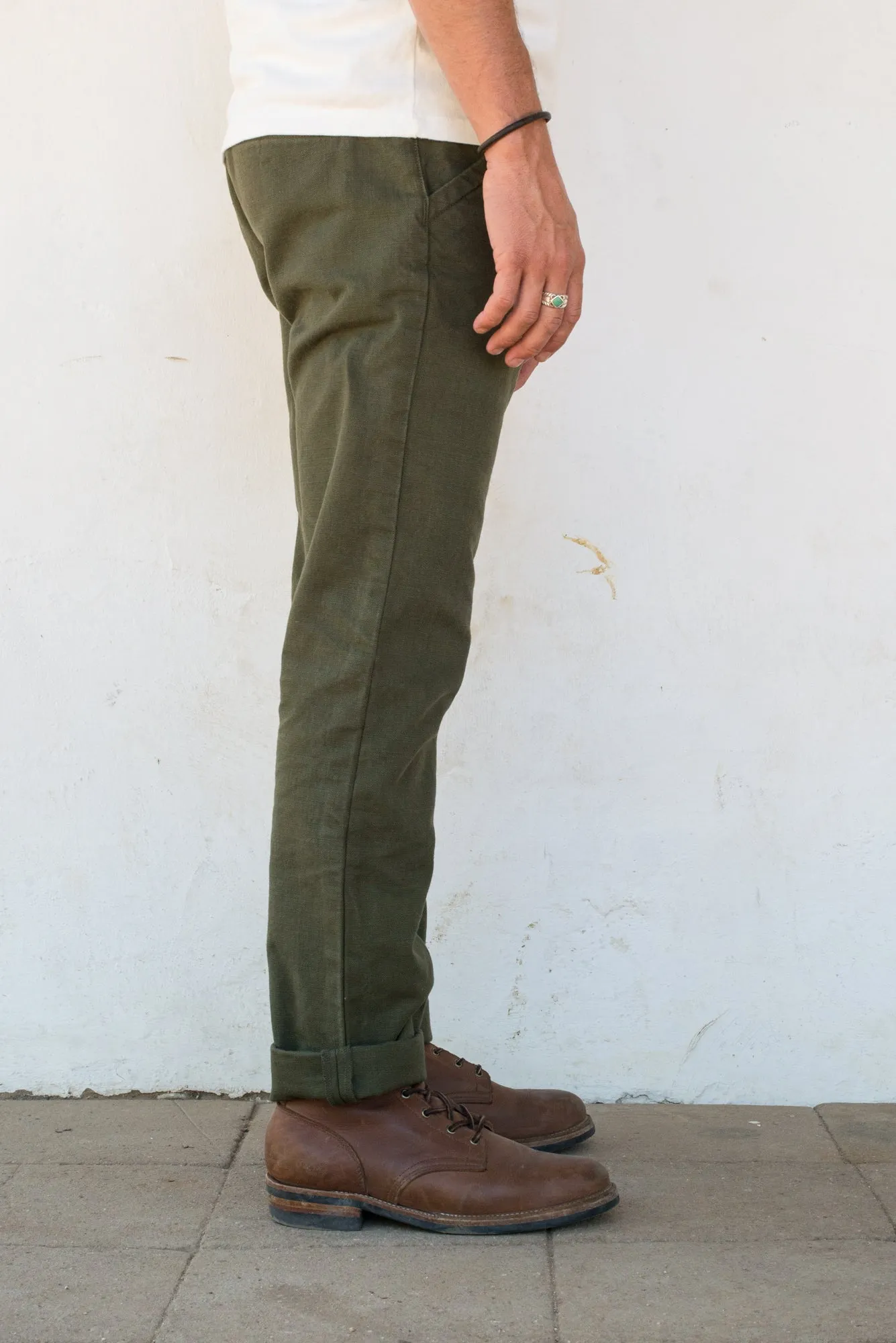【Freenote】水洗重磅帆布軍褲 橄欖綠色／14oz／Workers Chino Slim Fit Pants