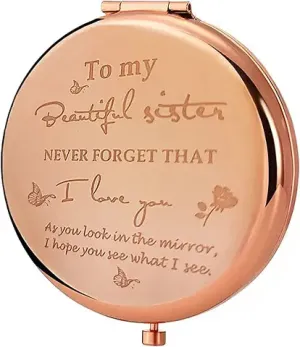 Friend Mirror to My Sisters Frosted Compact Mirror from Sister Brother Friendship Graduation Wedding Gifts for Her Best Friend Birthday Gifts,Sentimental Friend Gift Ideas for Sisters Women